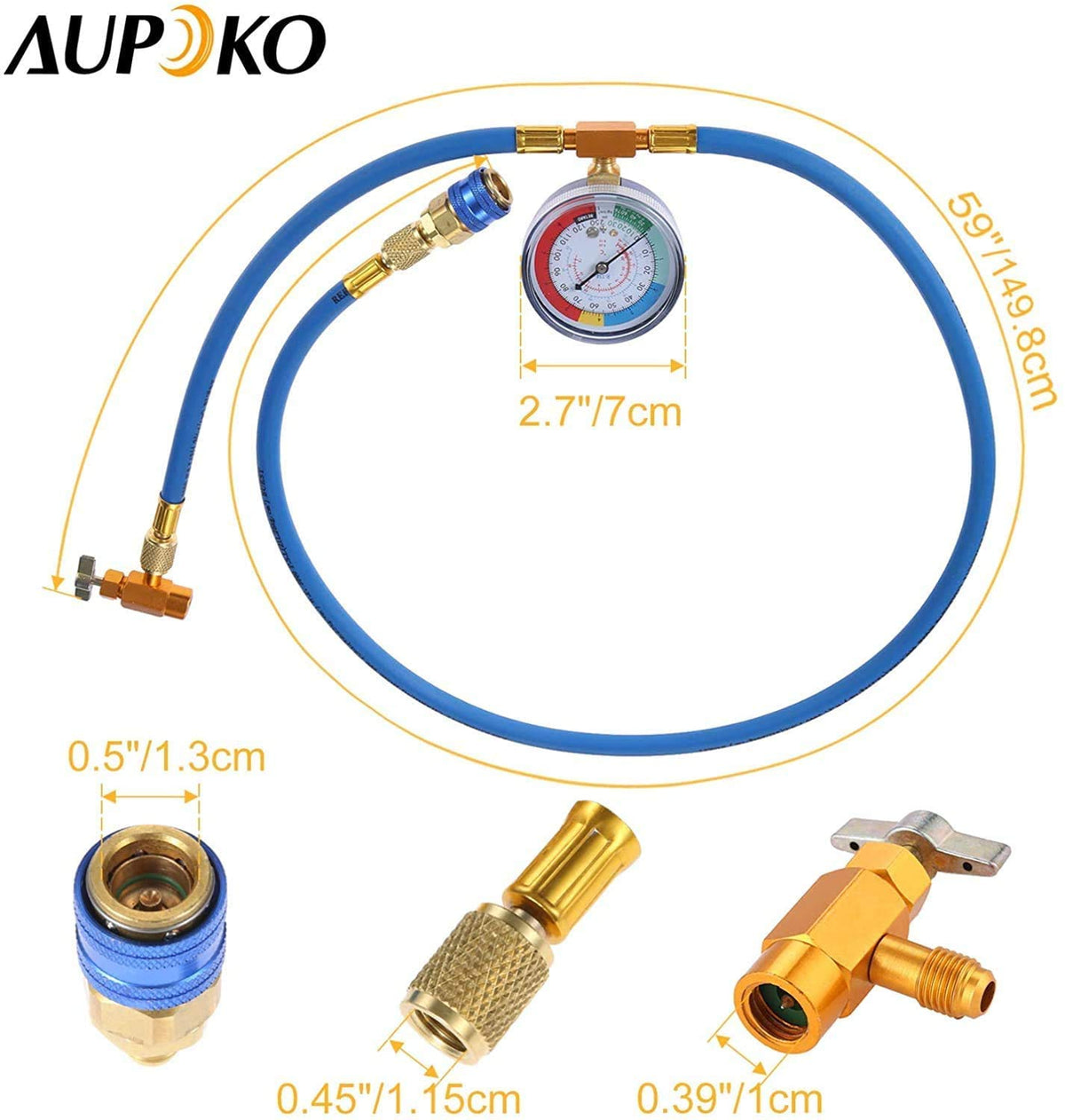 Aupoko R410A brass adapter close-up for high-heat durability