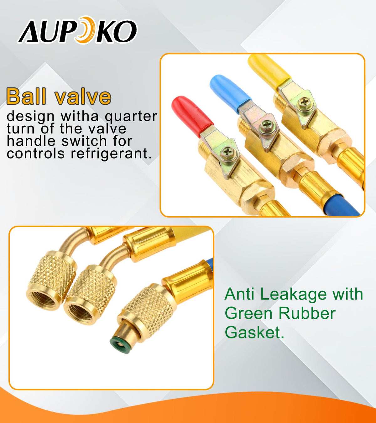Aupoko detailed shot of 1/4" SAE thread connector for secure leak-resistant fit