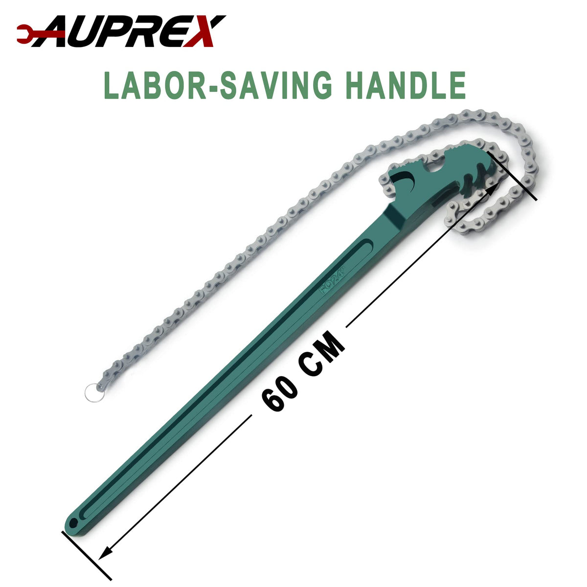 AUPREX size comparison scale showing 24-inch length for better torque
