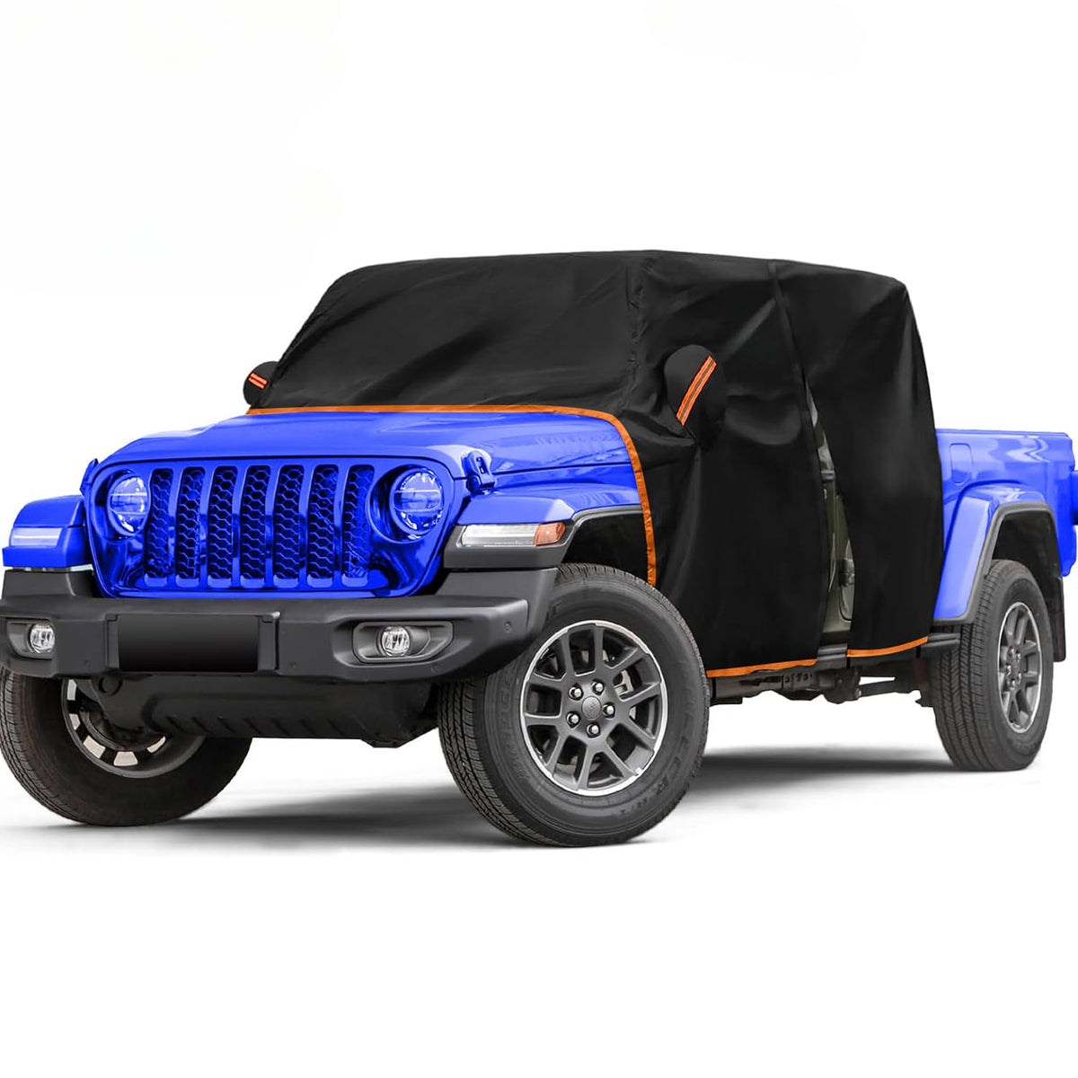 AUPZIMI front view on Jeep Gladiator showing full cab protection and weather resistance