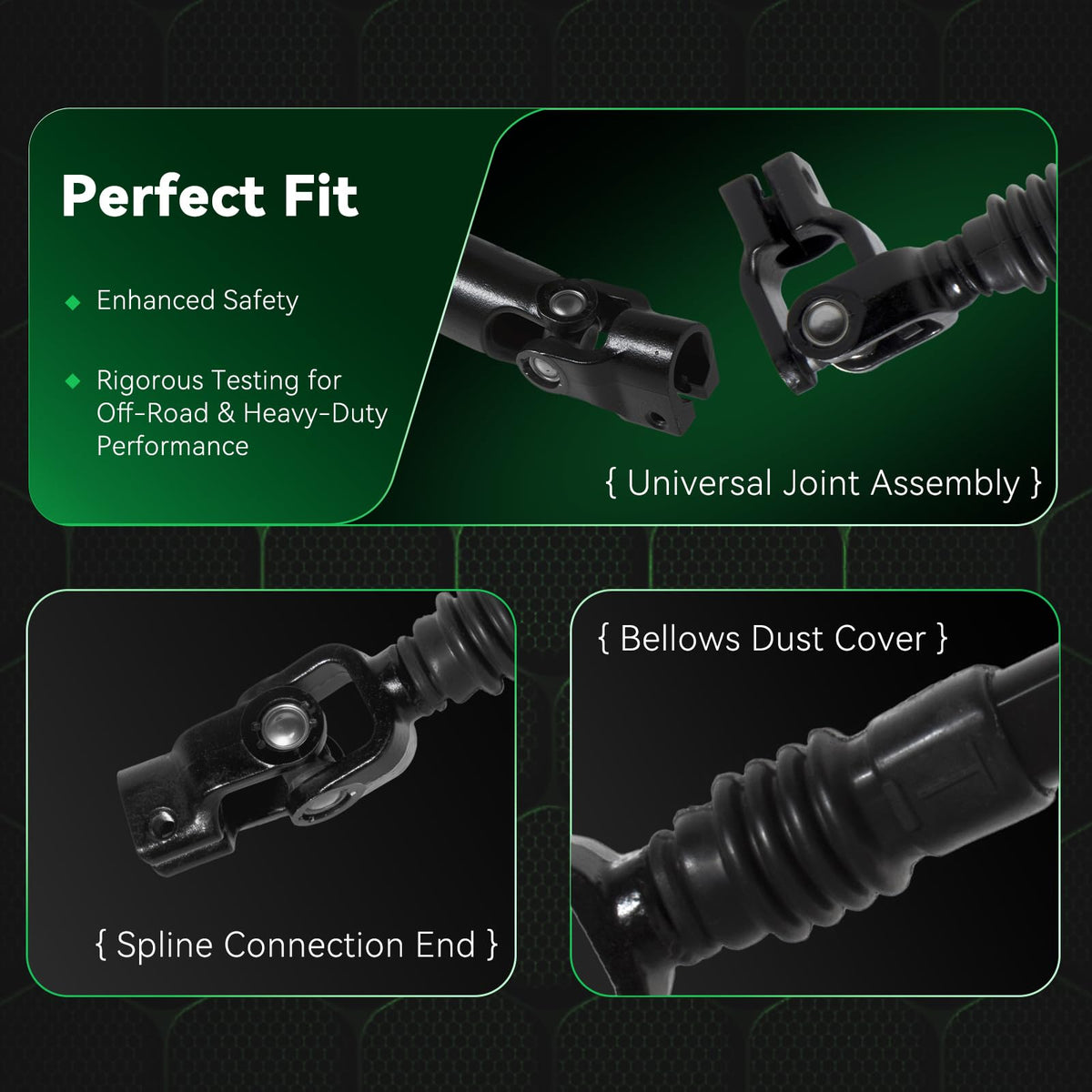 AUQDD shaft beside ruler indicating length and scale for correct fitment