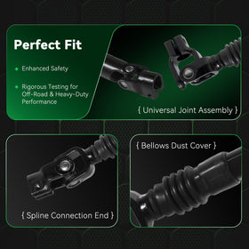 AUQDD shaft beside ruler indicating length and scale for correct fitment