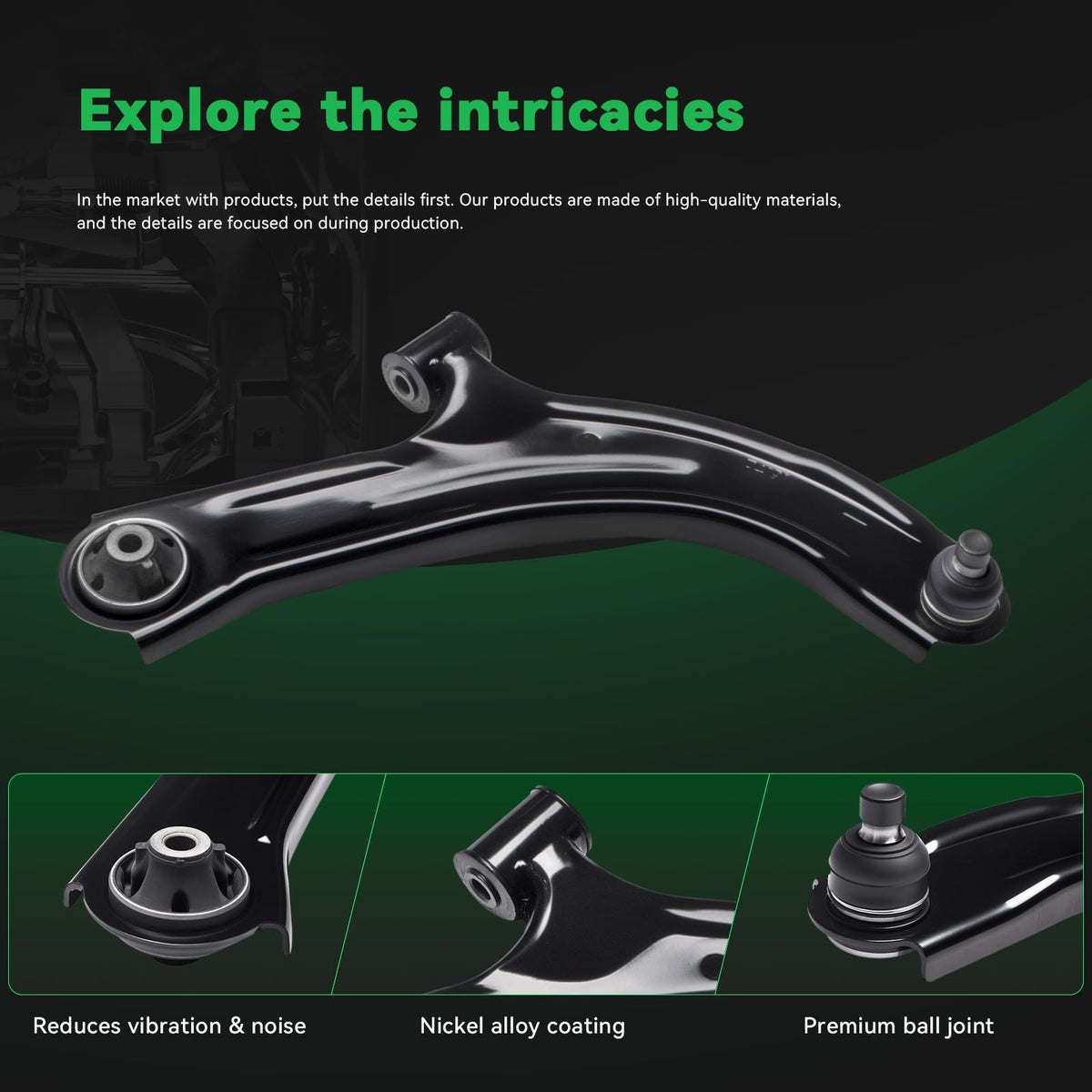 AUQDD sway bar end link view displaying reinforced ends for improved stability