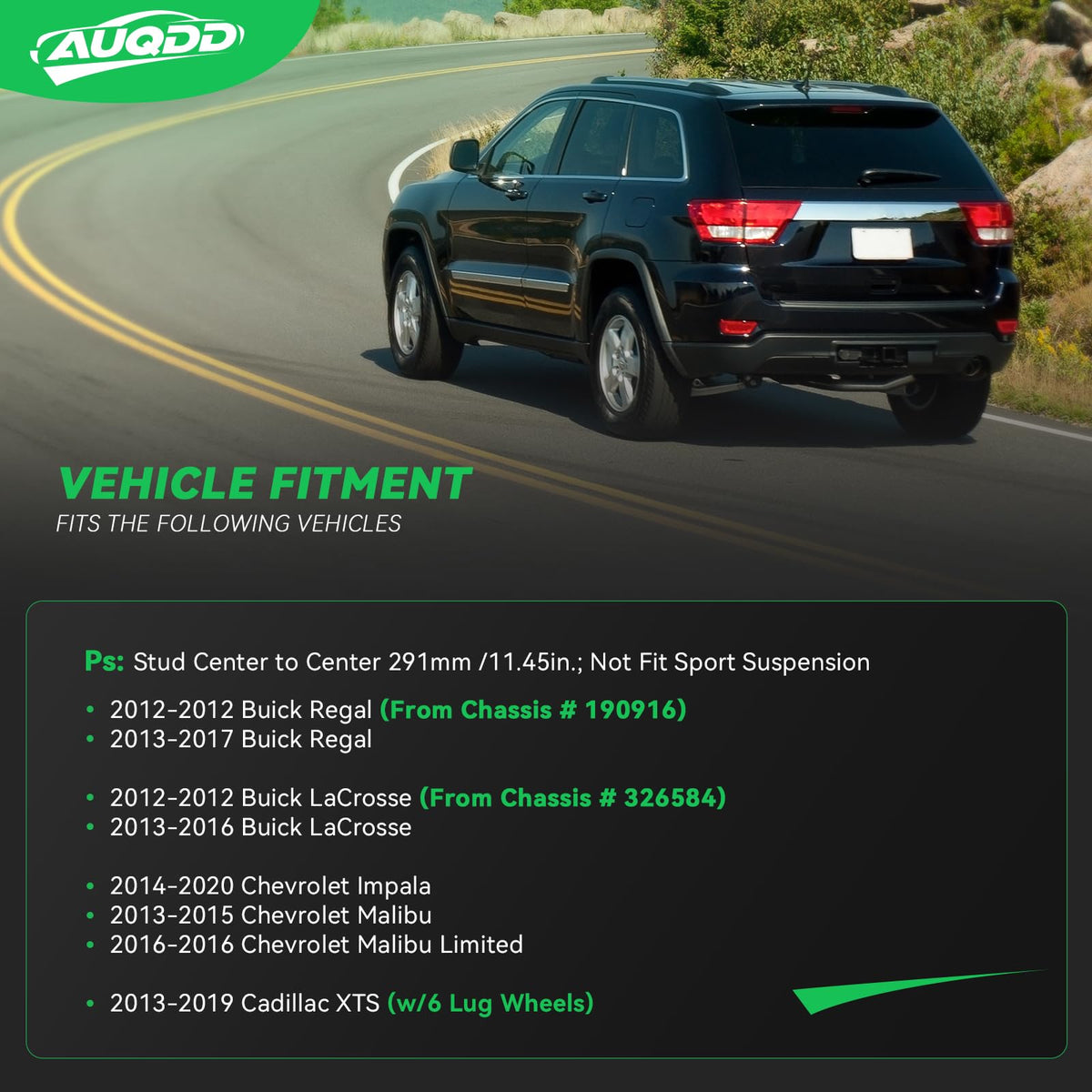 AUQDD full-length sway bar link side view showing correct 11.45 inch fit
