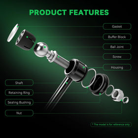 AUQDD sway bar link next to ruler showing precise center-to-center measurement