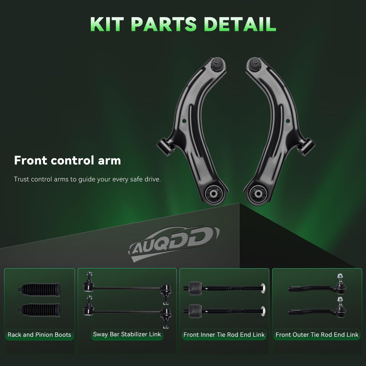 AUQDD tie rod end detail highlighting threaded end for secure steering connection
