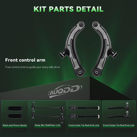 AUQDD tie rod end detail highlighting threaded end for secure steering connection