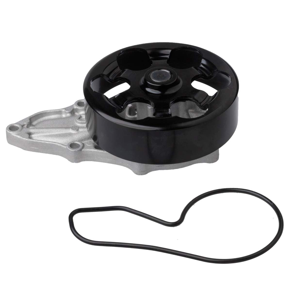 AUQDD water pump front view showing mounting points and benefit of precise fit