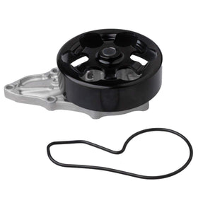 AUQDD water pump front view showing mounting points and benefit of precise fit