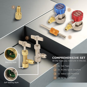 AURELIO TECH can tap and threaded tip for controlled refrigerant access