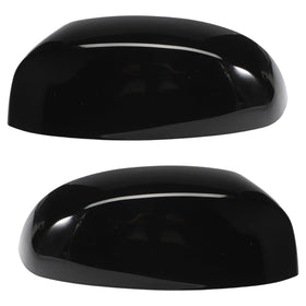 AUROLYNNE front view of gloss black mirror caps showing clean factory finish benefit