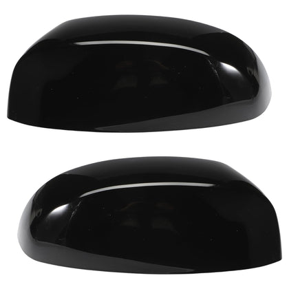 AUROLYNNE front view of gloss black mirror caps showing clean factory finish benefit