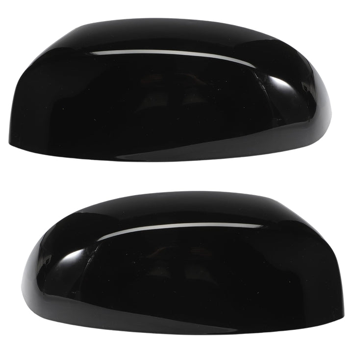 AUROLYNNE front view of gloss black mirror caps showing clean factory finish benefit