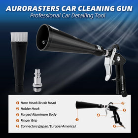Aurorasters Tornado gun hooked to compressor emphasizing ready-to-use power