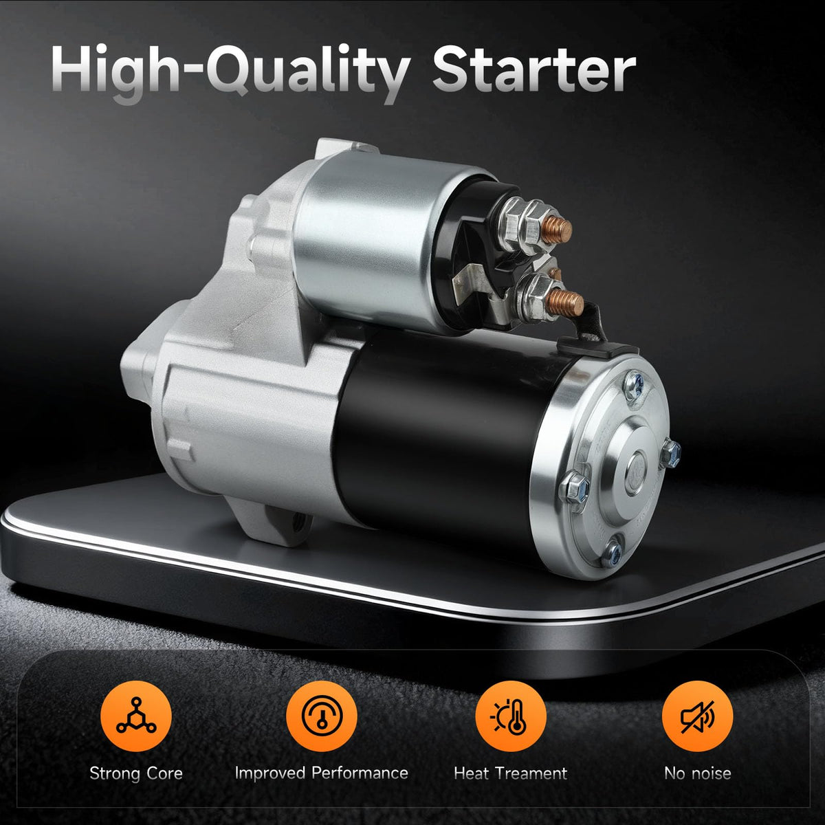 aurosant starter installed in engine bay demonstrating direct-fit replacement
