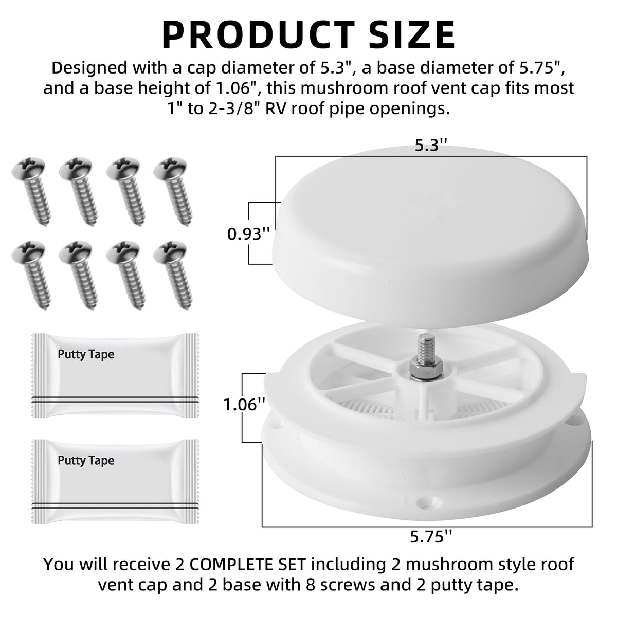 Aussio base with screws and included putty tape kit for fast installation