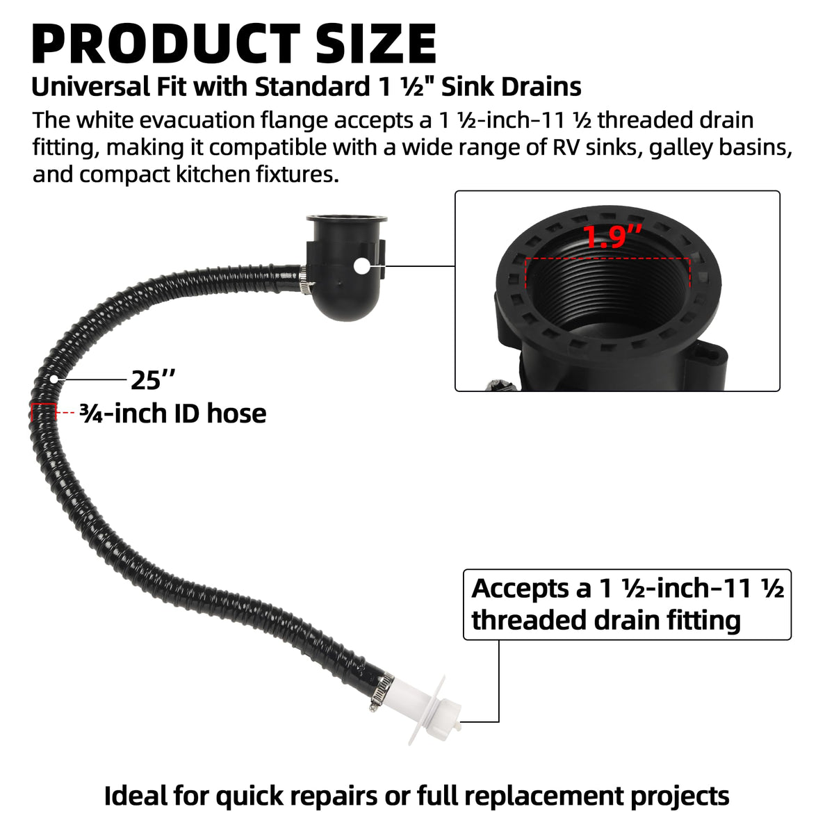 Aussio evacuation flange top view illustrating clean fit and easy sealing benefit