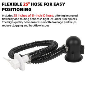 Aussio flexible 25-inch hose laid out showing maneuverability benefit