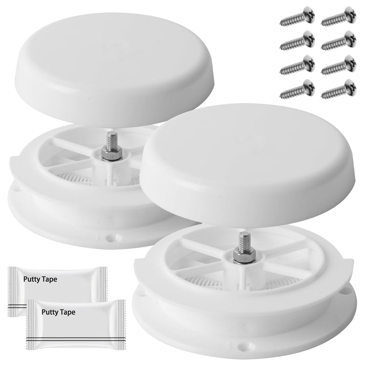 Aussio mushroom vent cap front view shows clean fit and weather protection