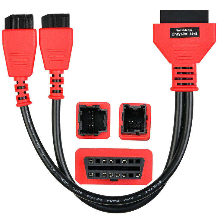 Autel front view of 12+8 adapter showing connectors and benefit of direct diagnostics