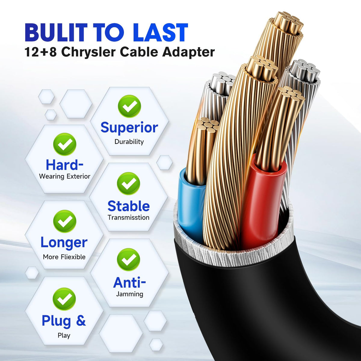Autel full length 80cm cable laid out showing extended reach benefit