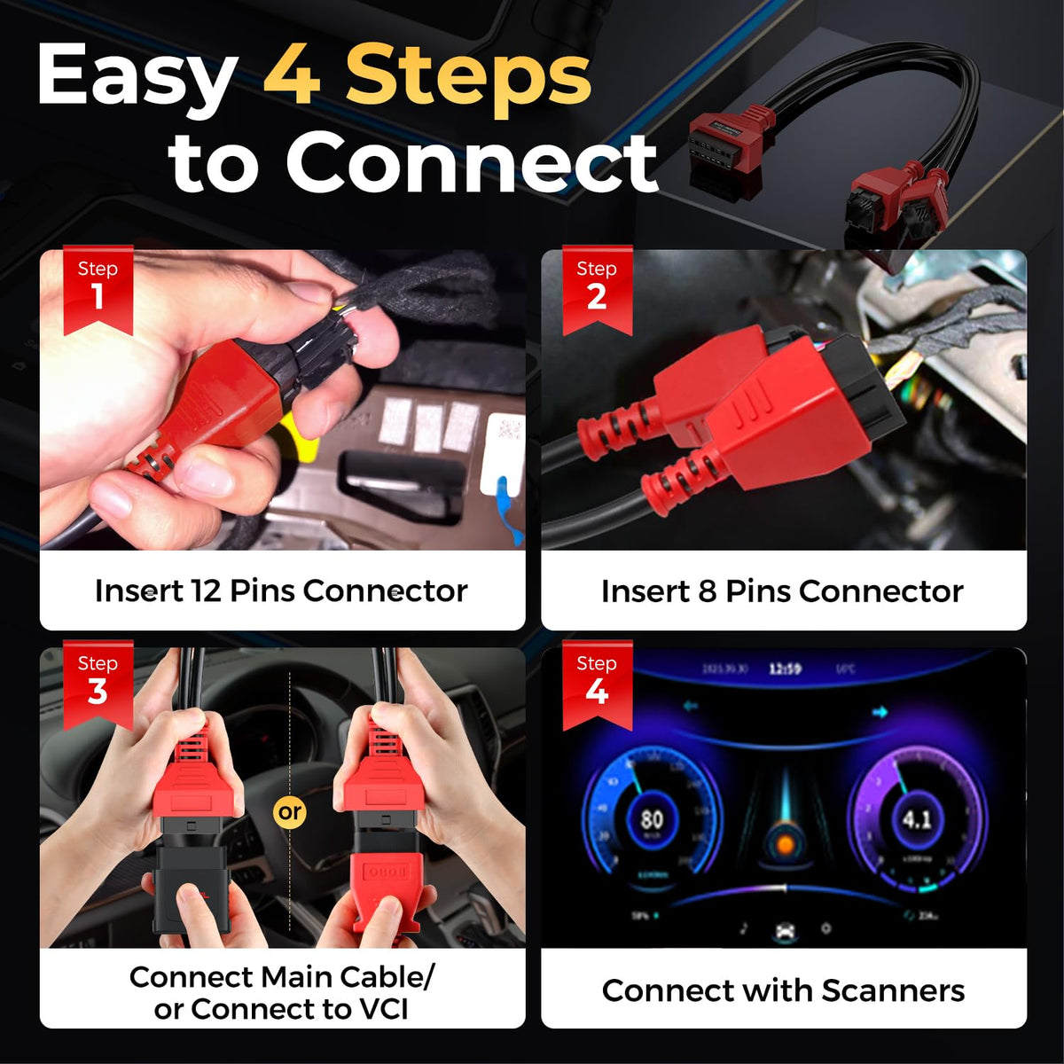 Autel label and markings on adapter giving easy identification and safe use
