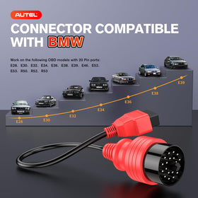 Autel close-up of 16-pin OBD2 connector showing precise fit and stable signal