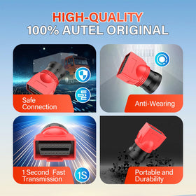 Autel adapter 9-pin plug close-up, secure J1939 connection benefit