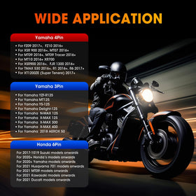 Autel adapter connected to a motorcycle diagnostic port demonstrating easy plug-and-play use