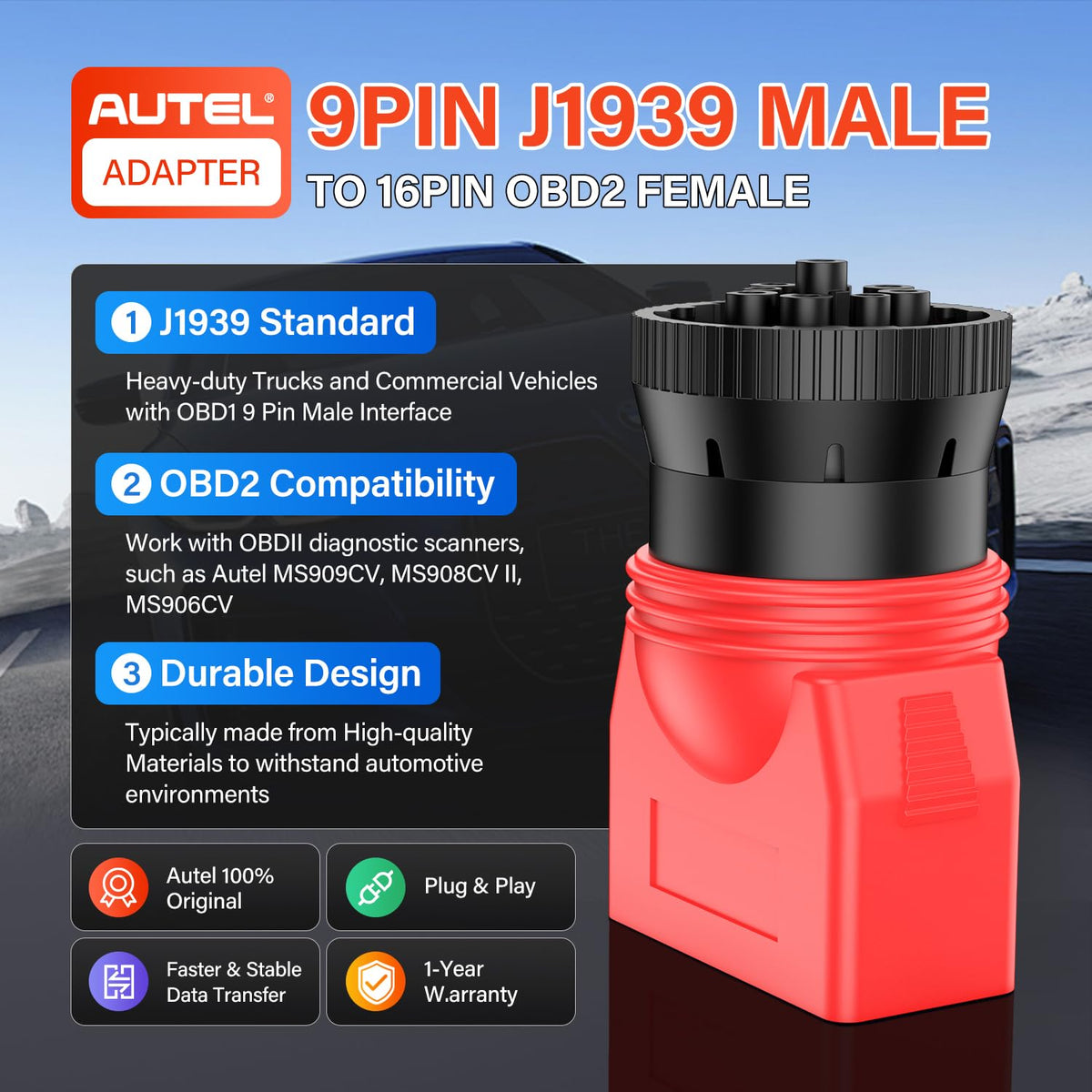 Autel adapter side profile highlighting compact design and space saving