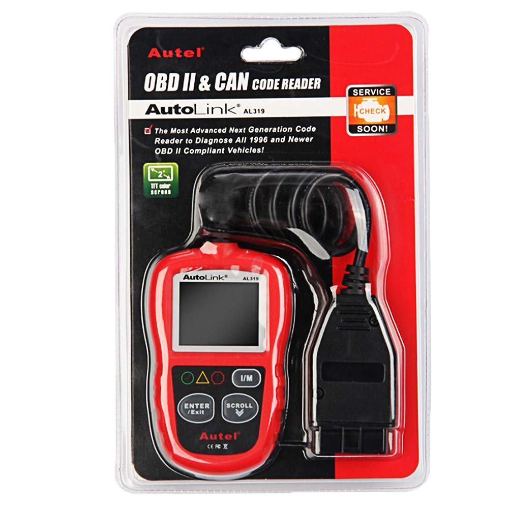 Autel AL319 in a garage setting next to tools, ideal for DIY vehicle checks