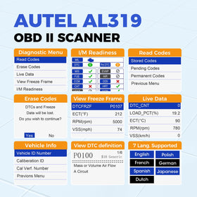 Autel AL319 color screen close-up displaying DTCs for faster code reading and understanding
