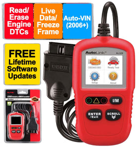 Autel AL329 front view showing buttons and screen for quick diagnostics