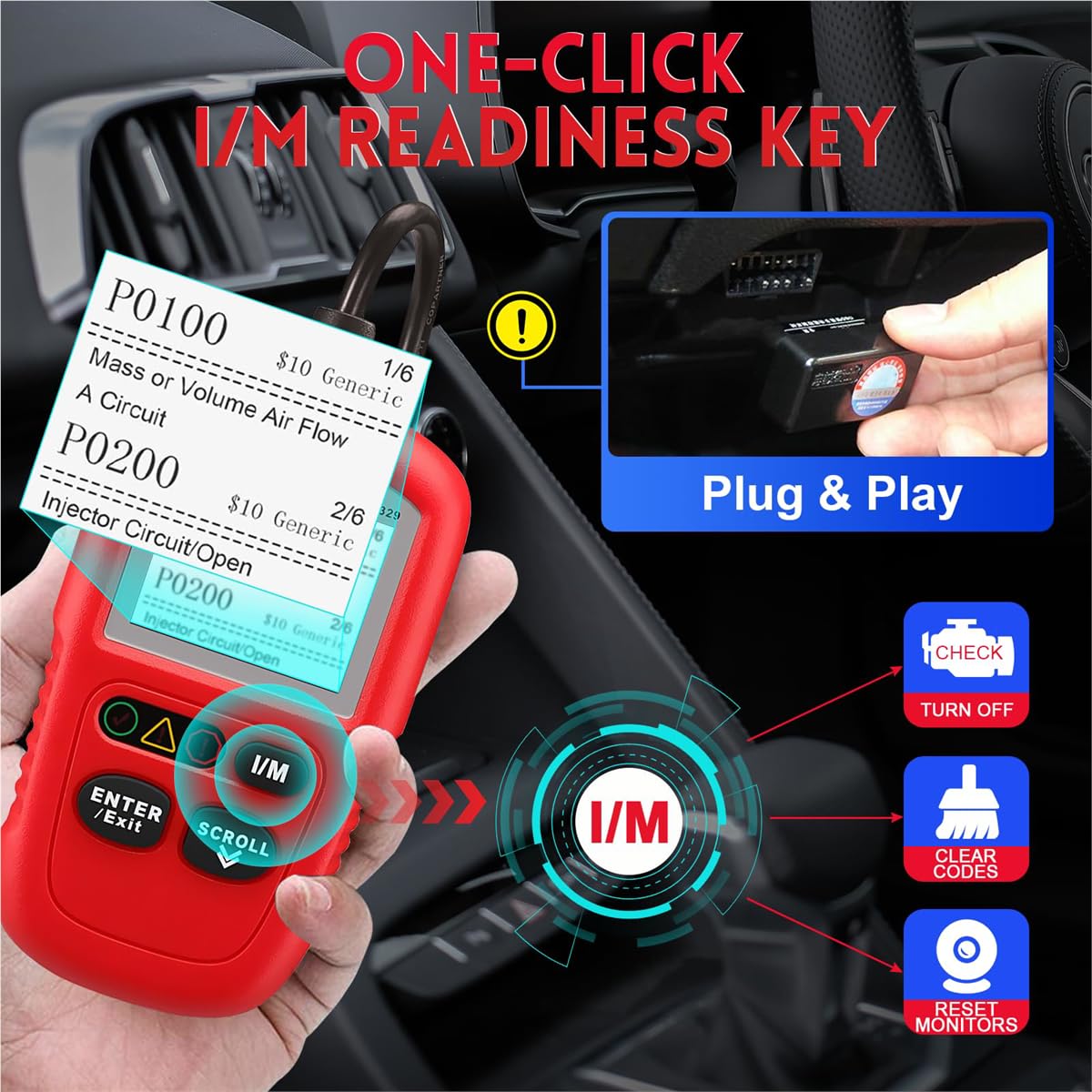 Autel AL329 plugged into car OBDII port demonstrating in-vehicle diagnostic use