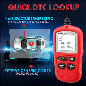 Autel AL329 retail box with cable and manual highlighting ready-out-of-box setup