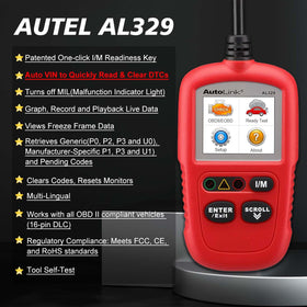 Autel AL329 plugged into vehicle OBD-II port for immediate code access