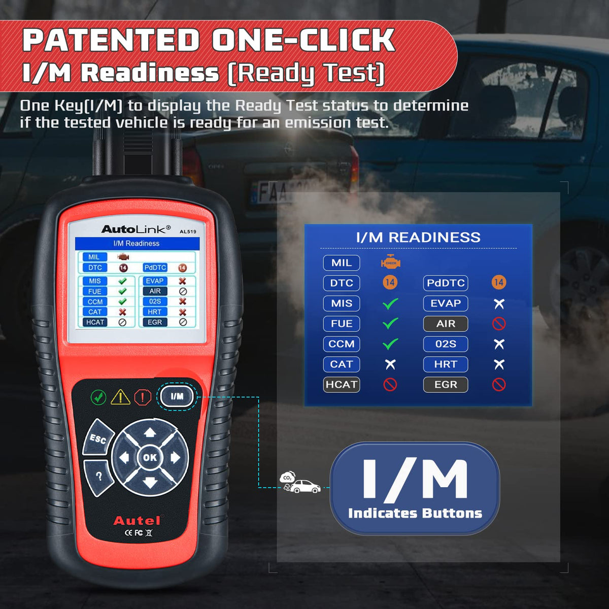 Autel AL519 buttons and LED close-up for intuitive operation