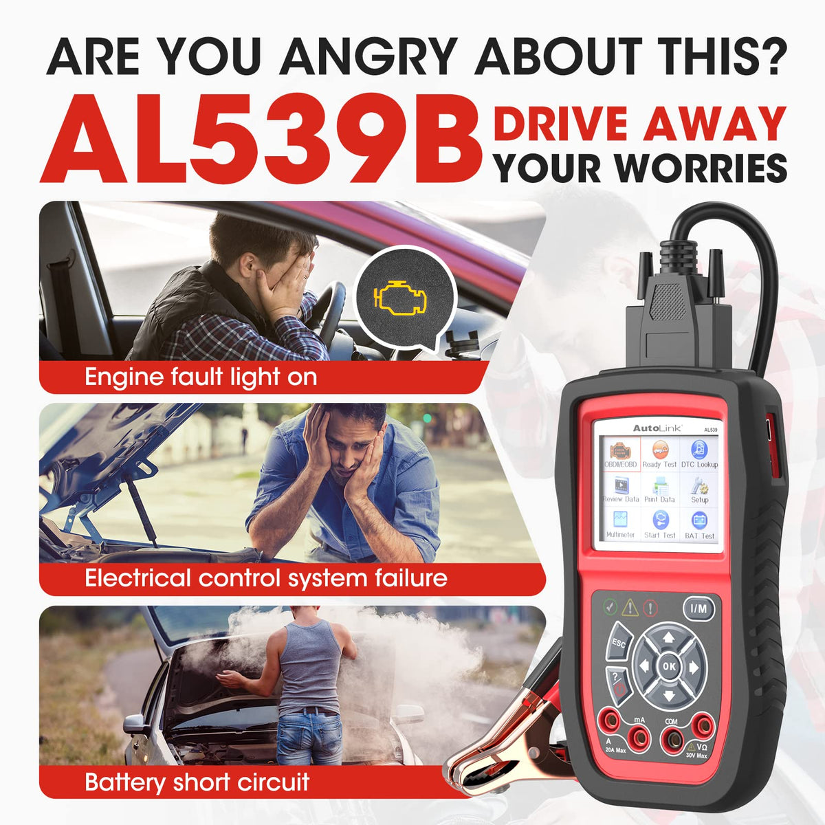 Autel AL539B back panel and grip illustrating durable handheld design