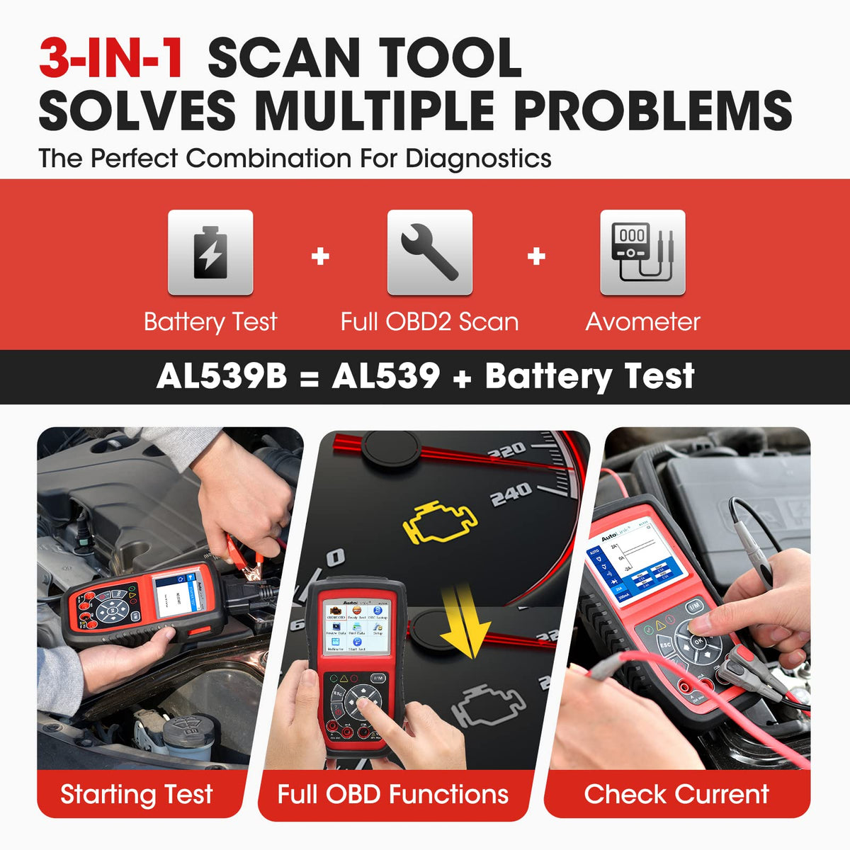 Autel AL539B displaying live OBD data for fast engine troubleshooting