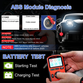 Autel AL549 battery test result screen showing pass/fail and guidance