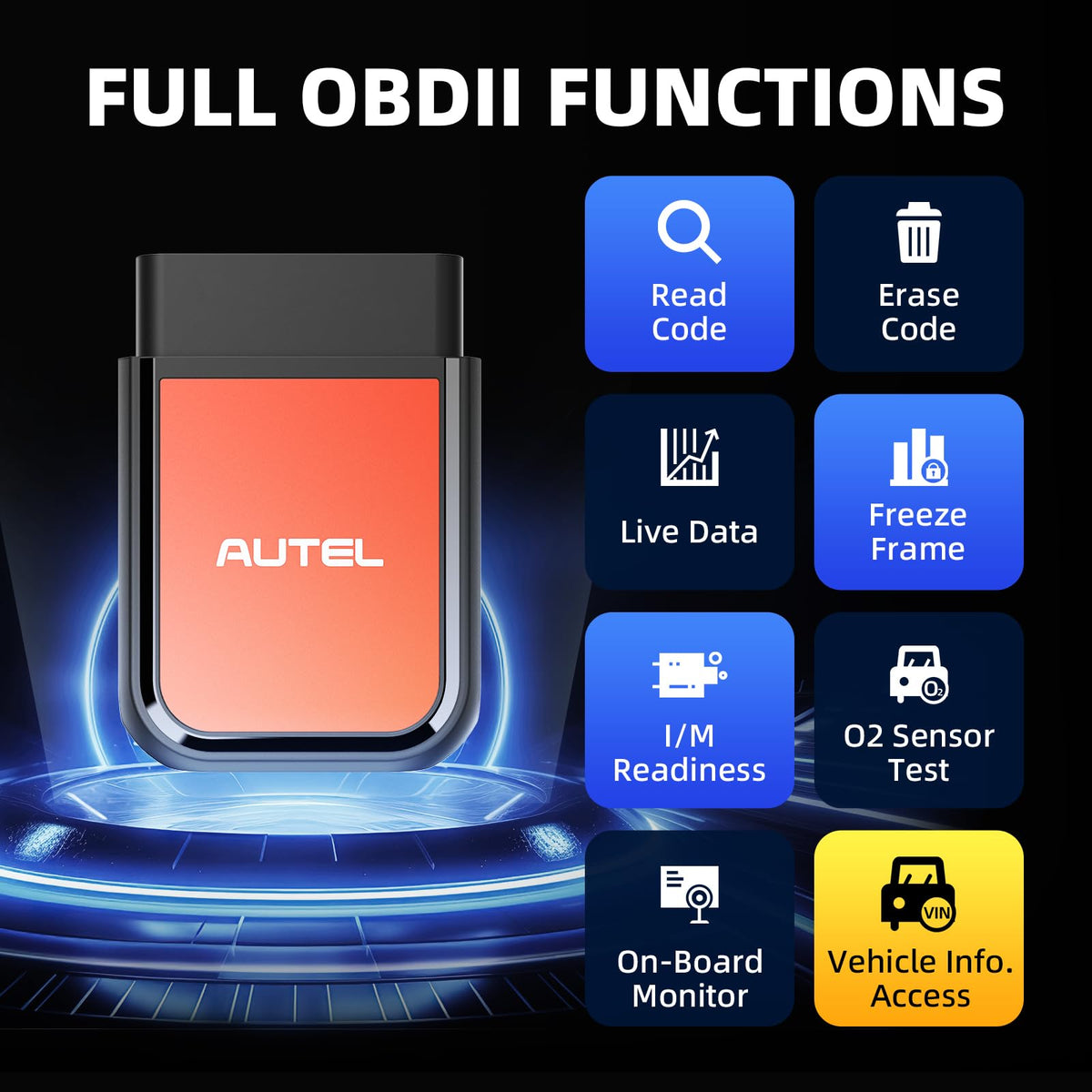 Autel AP2500E close-up at OBD port demonstrating secure ECU connection benefit