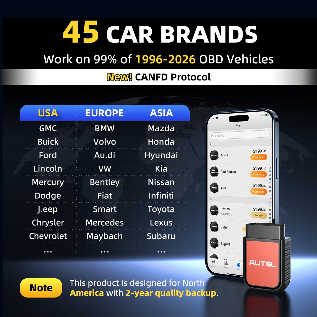 Autel AP2500E used in garage lifestyle shot showing DIY repair confidence