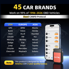 Autel AP2500E used in garage lifestyle shot showing DIY repair confidence