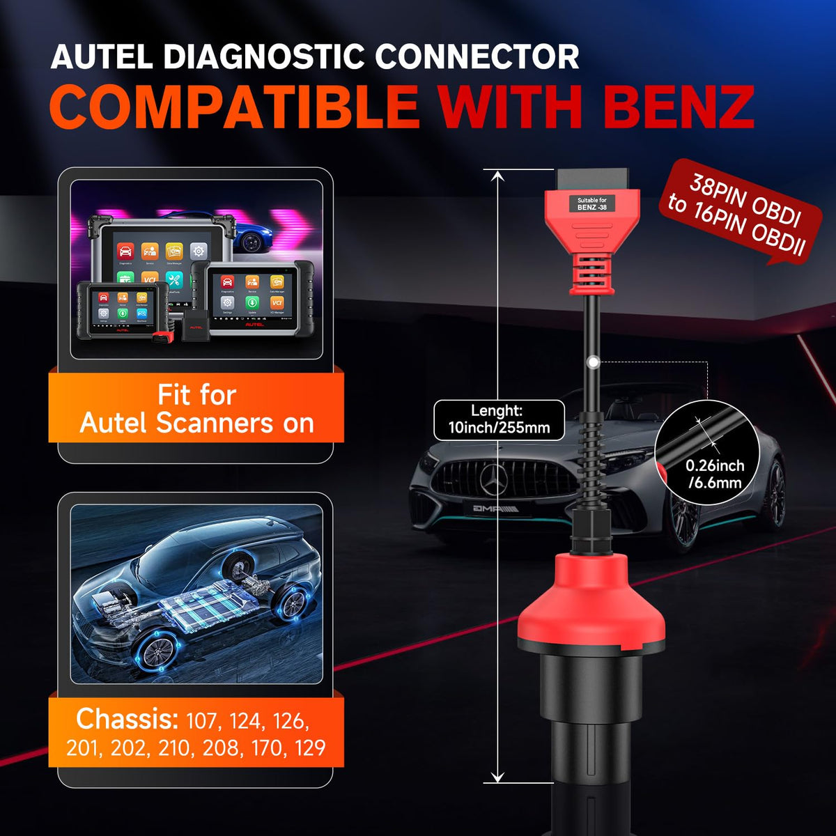 Autel adapter connector pins close detail for consistent signal transfer