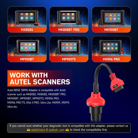 Autel adapter connected to classic Mercedes demonstrating compatibility