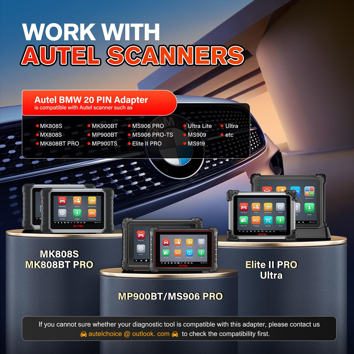 Autel adapter connected to an OBD2 scanner showing easy plug-and-play use