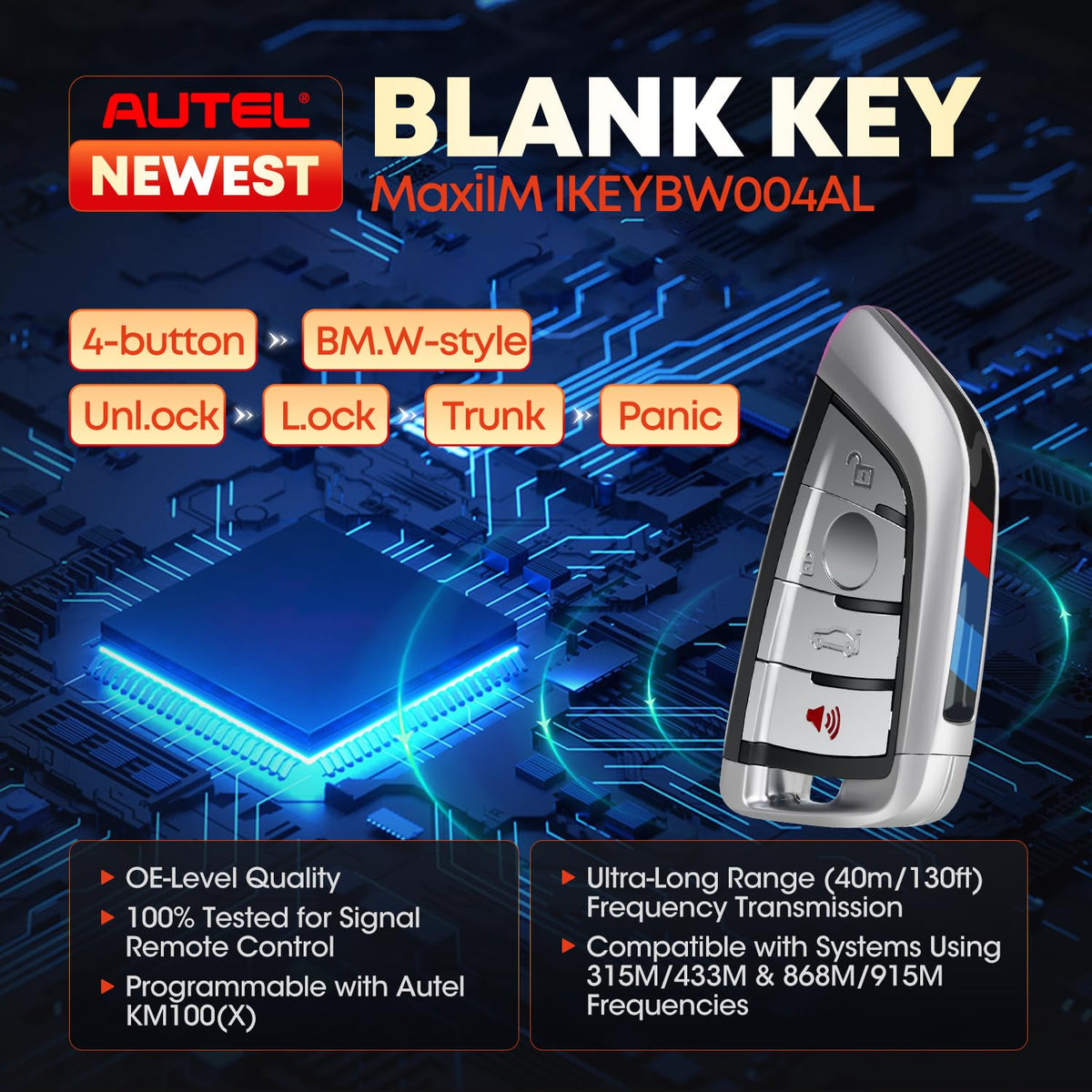 Autel rear housing of blank key fob showing robust construction and fit