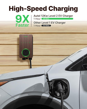 Autel MaxiCharger wood grain finish highlighting durable weather‑resistant texture