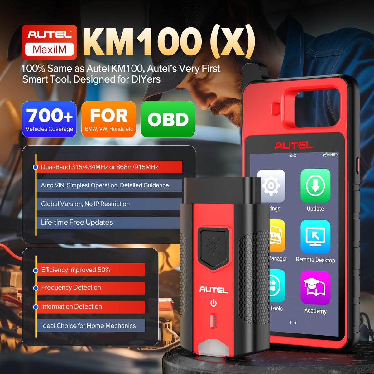 Autel KM100 rear ports and USB-C for convenient charging and updates