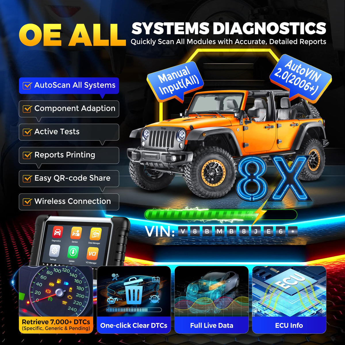 Autel MK808BT PRO with BT506 battery tester demonstrating accurate battery health checks